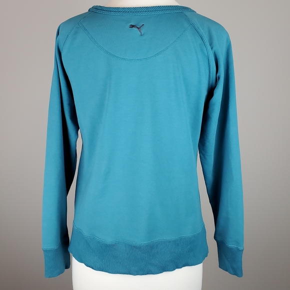 PUMA Cropped Teal Logo Sweatshirt - Picture 2 of 5